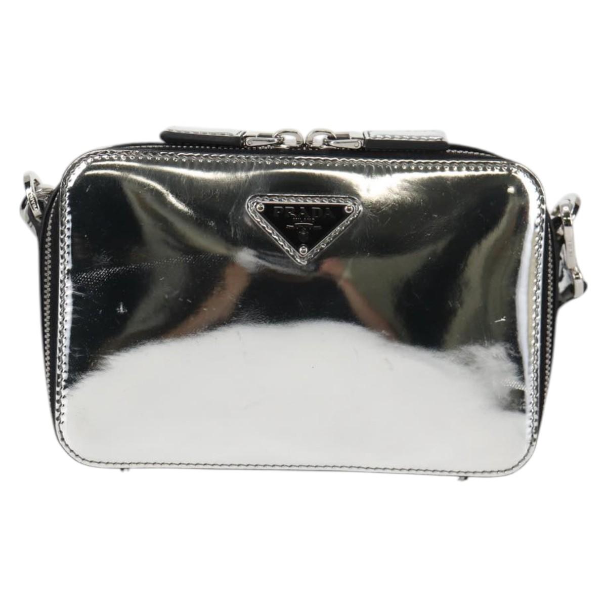 PRADA Shoulder Bag Leather Silver 2VH070 Auth 142285M