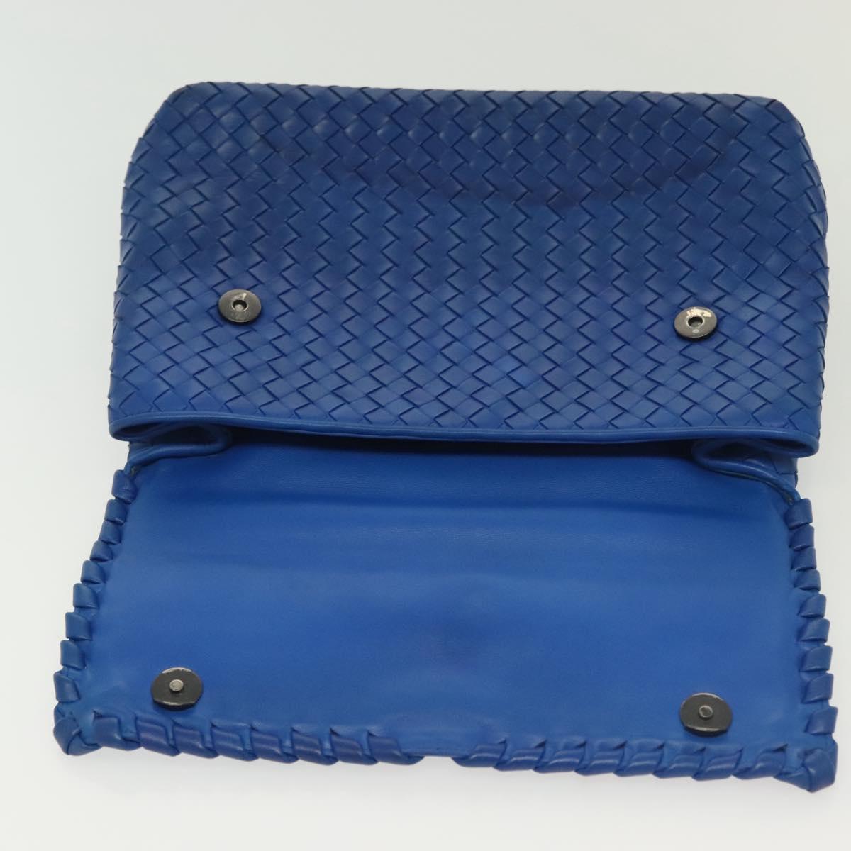 BOTTEGA VENETA INTRECCIATO Shoulder Bag Leather Blue Auth 142290