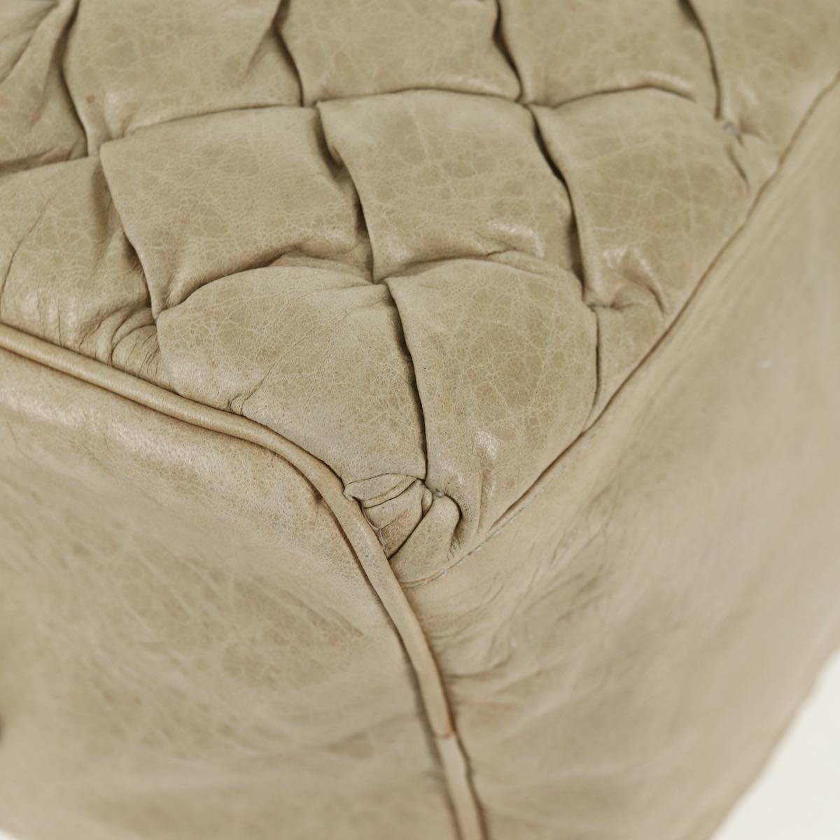 BALENCIAGA The Matelasse Hand Bag Leather Beige Silver 168031 Auth 142293V