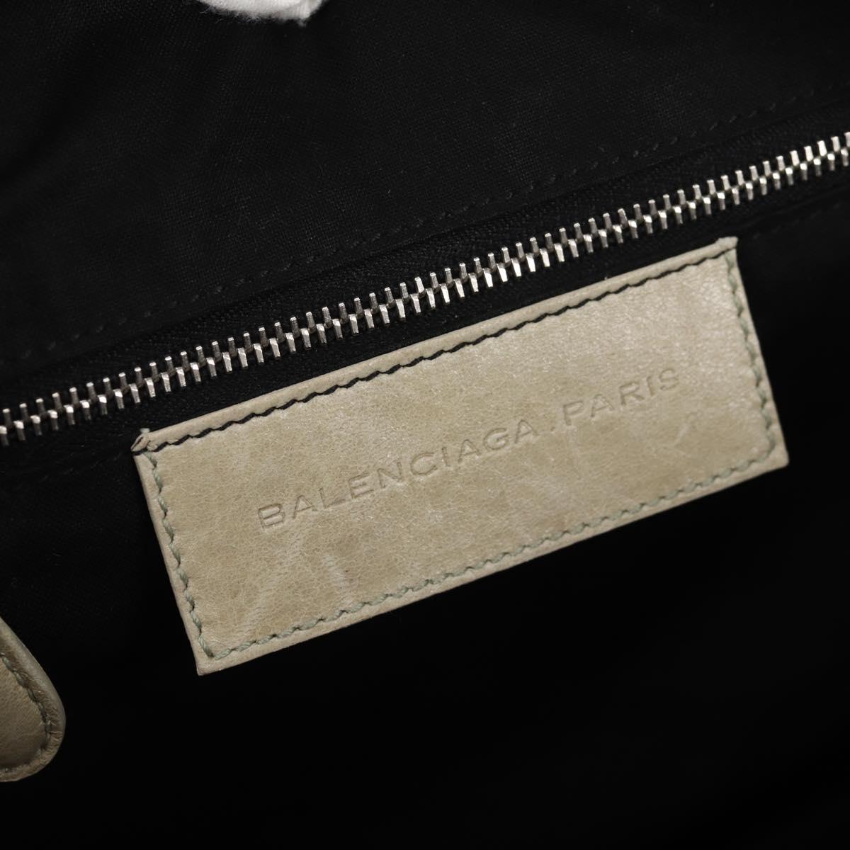 BALENCIAGA The Matelasse Hand Bag Leather Beige Silver 168031 Auth 142293V