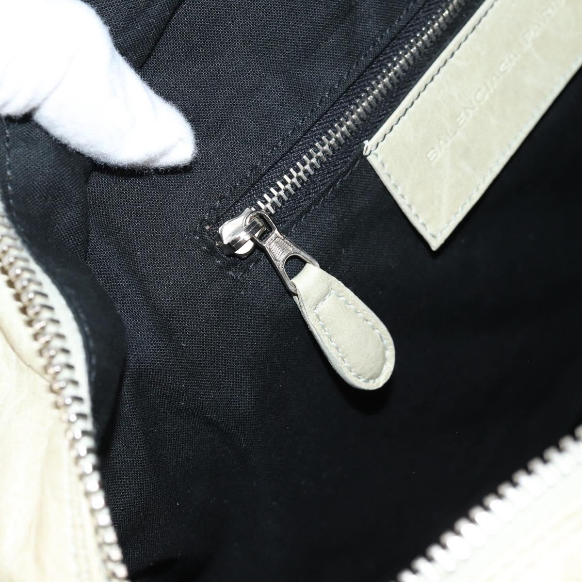 BALENCIAGA The Matelasse Hand Bag Leather Beige Silver 168031 Auth 142293V