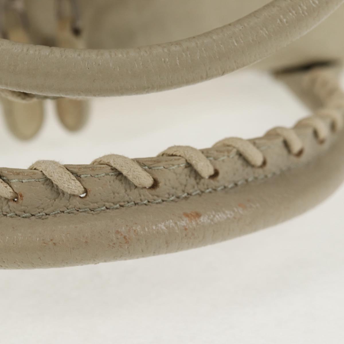 BALENCIAGA The Matelasse Hand Bag Leather Beige Silver 168031 Auth 142293V