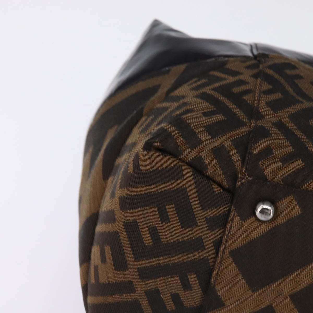 FENDI Zucca Canvas Boston Bag Black Brown Auth 142295