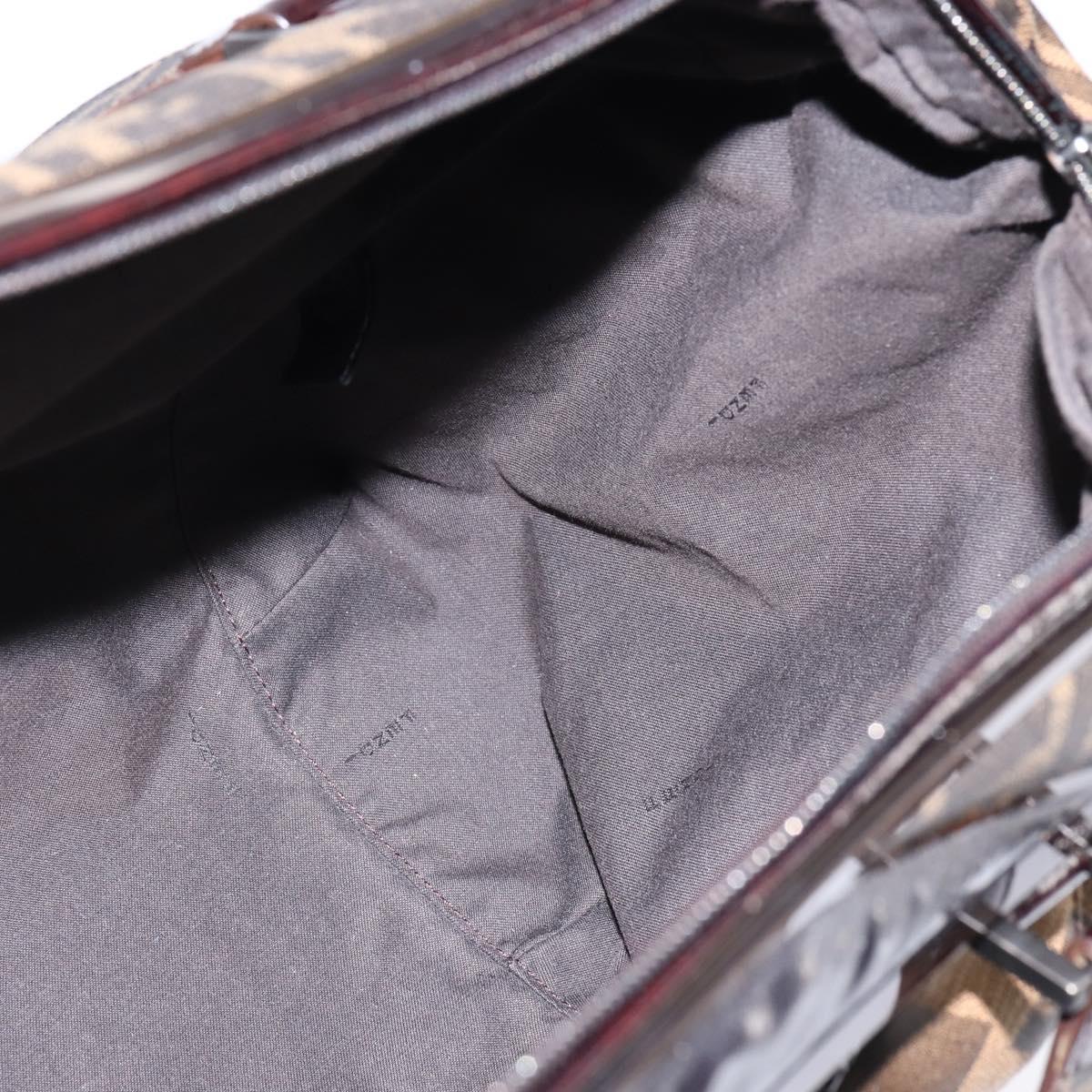 FENDI Zucca Canvas Boston Bag Black Brown Auth 142295