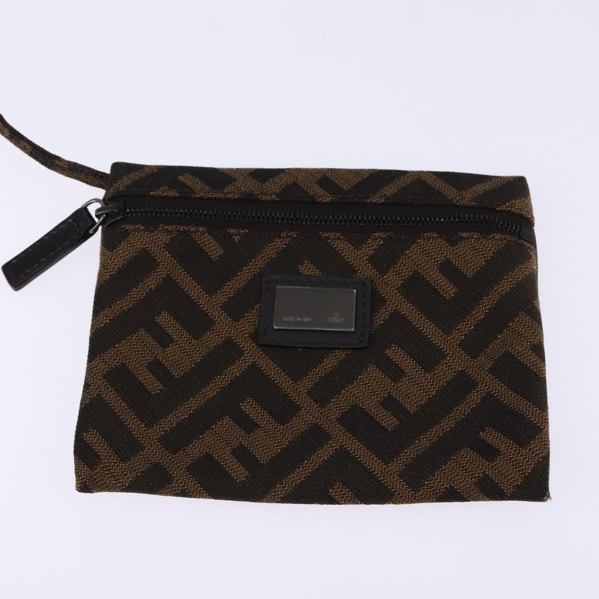 FENDI Zucca Canvas Boston Bag Black Brown Auth 142295