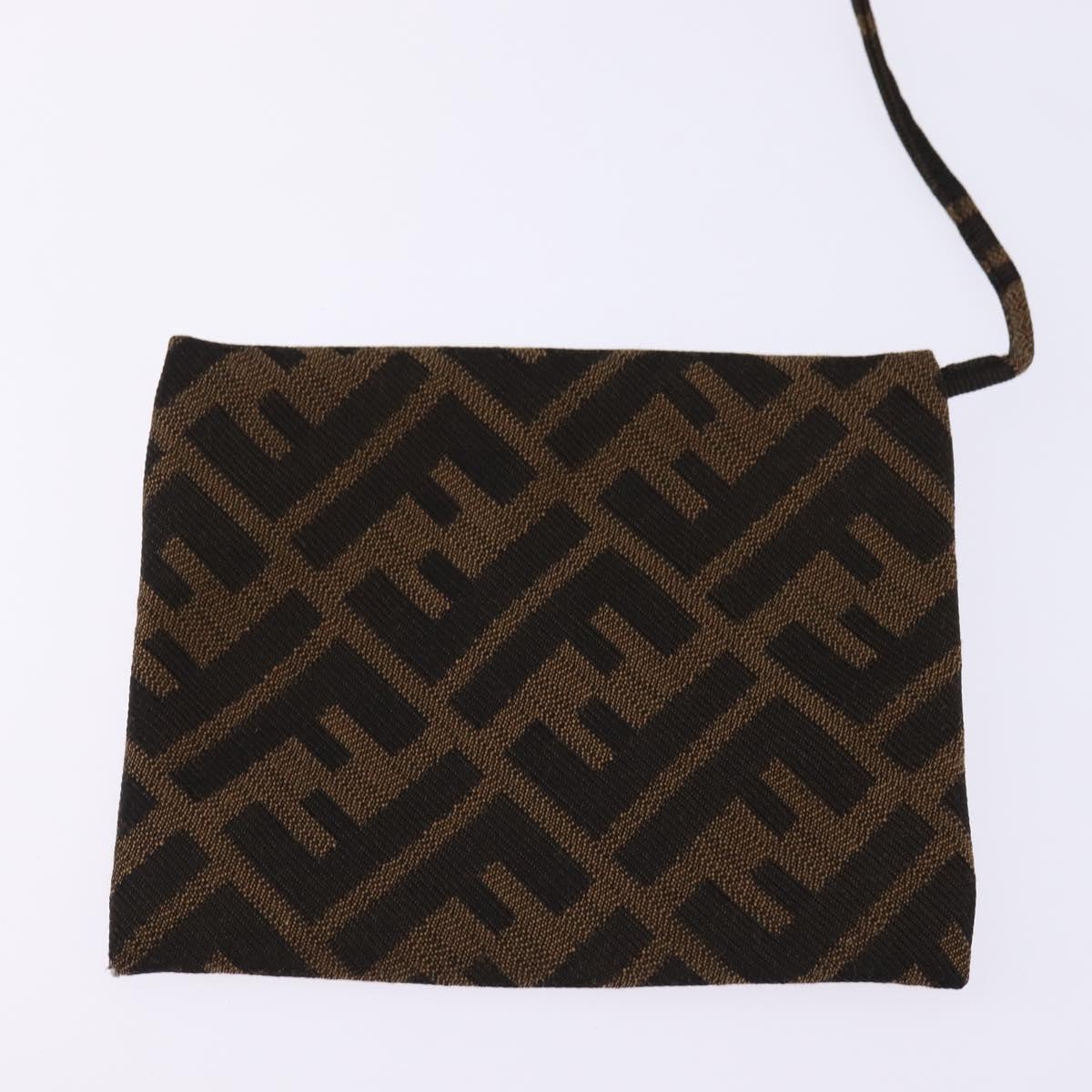 FENDI Zucca Canvas Boston Bag Black Brown Auth 142295