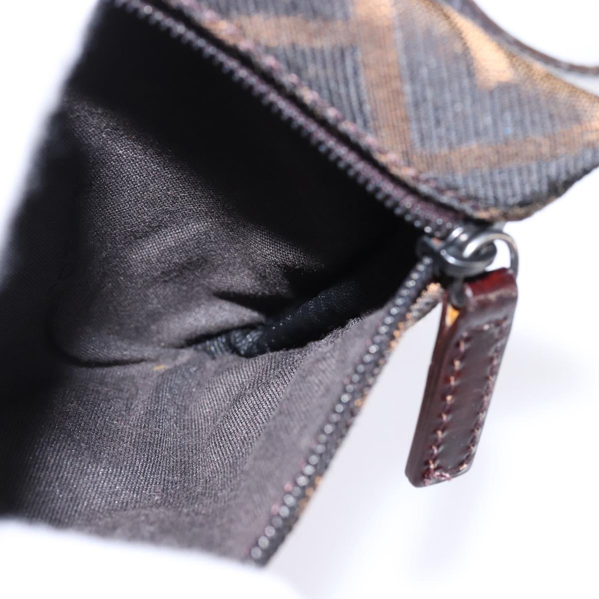 FENDI Zucca Canvas Boston Bag Black Brown Auth 142295
