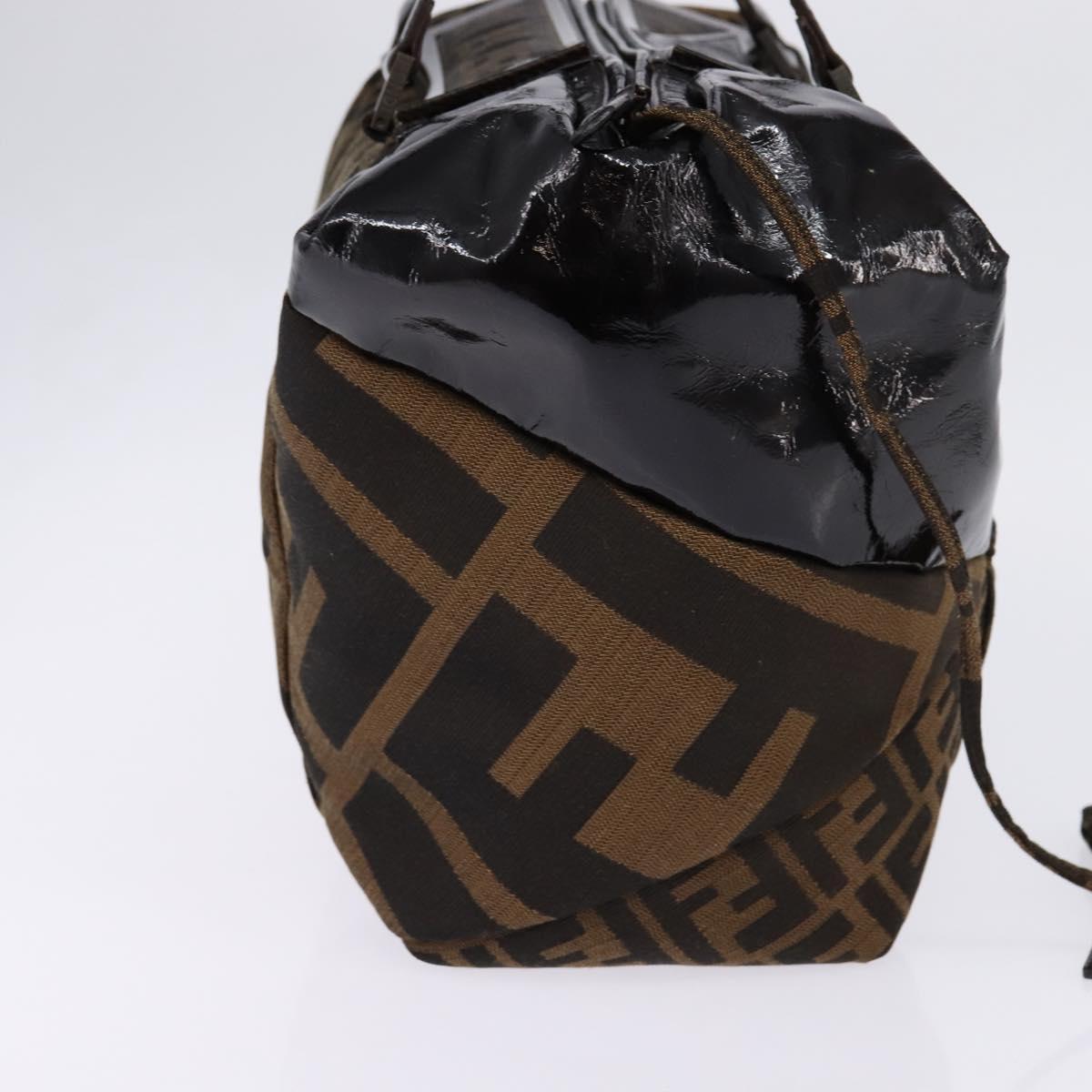 FENDI Zucca Canvas Boston Bag Black Brown Auth 142295
