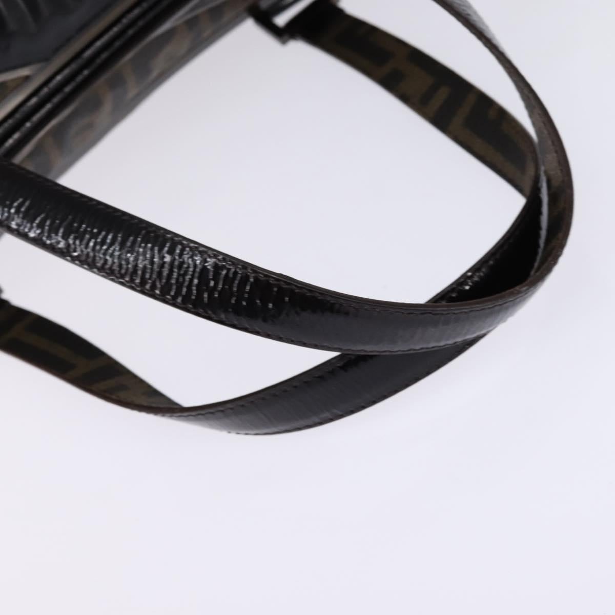 FENDI Zucca Canvas Boston Bag Black Brown Auth 142295