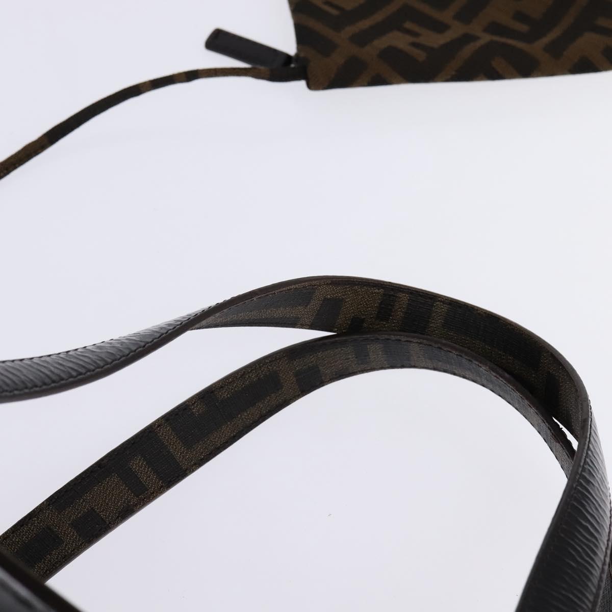 FENDI Zucca Canvas Boston Bag Black Brown Auth 142295