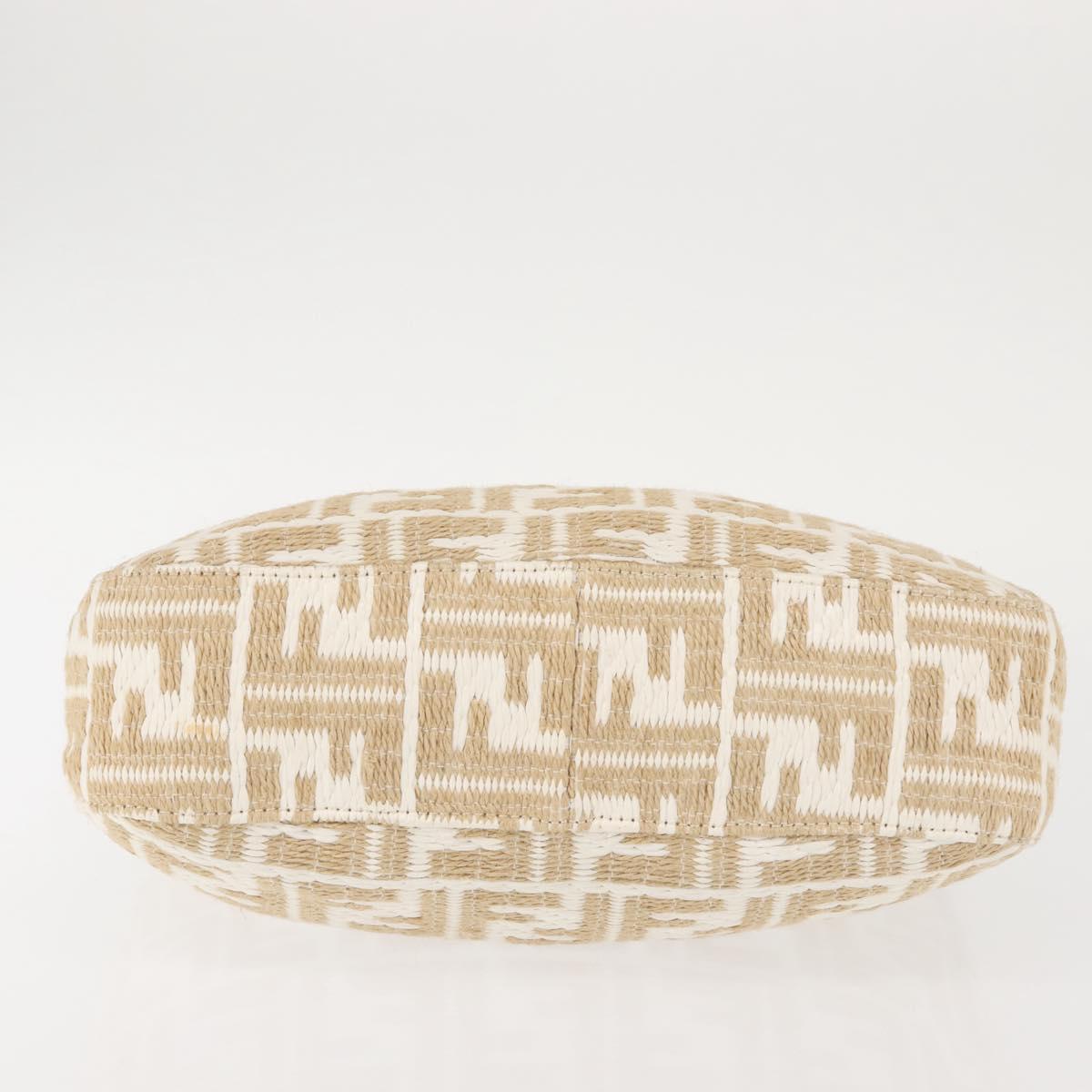 FENDI Zucca Canvas Shoulder Bag Straw Beige Gold Auth 142297