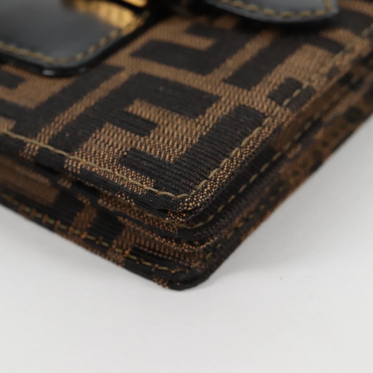 FENDI Zucca Canvas Shoulder Bag Black Brown Auth 142299V