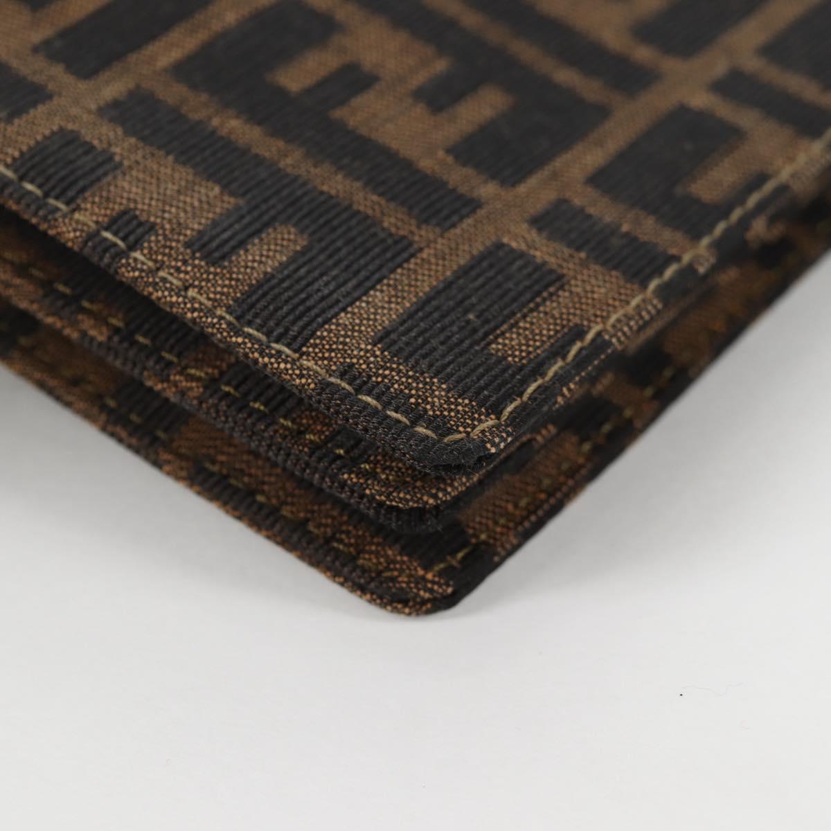 FENDI Zucca Canvas Shoulder Bag Black Brown Auth 142299V