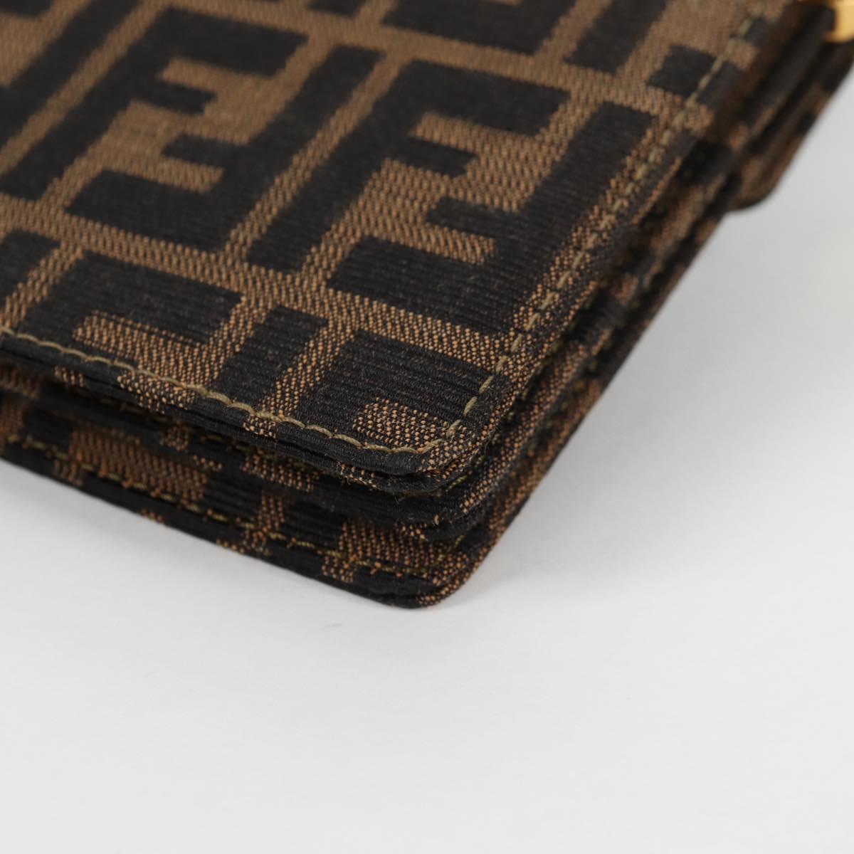 FENDI Zucca Canvas Shoulder Bag Black Brown Auth 142299V