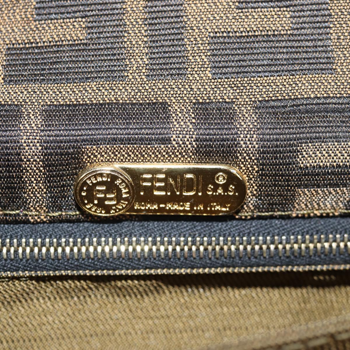 FENDI Zucca Canvas Shoulder Bag Black Brown Auth 142299V