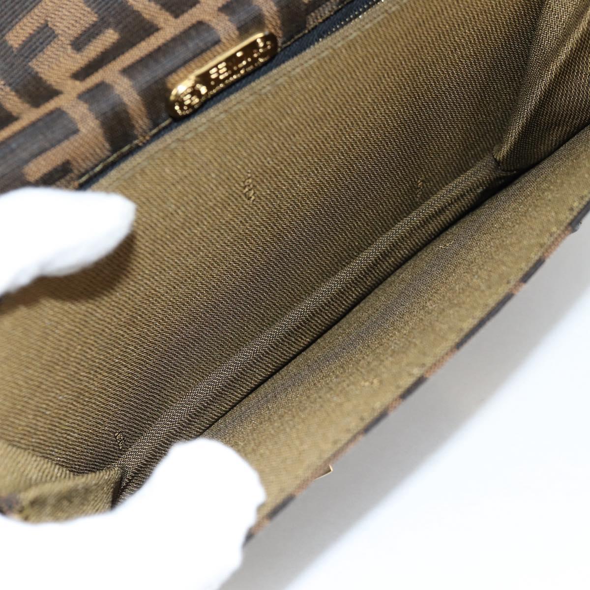 FENDI Zucca Canvas Shoulder Bag Black Brown Auth 142299V