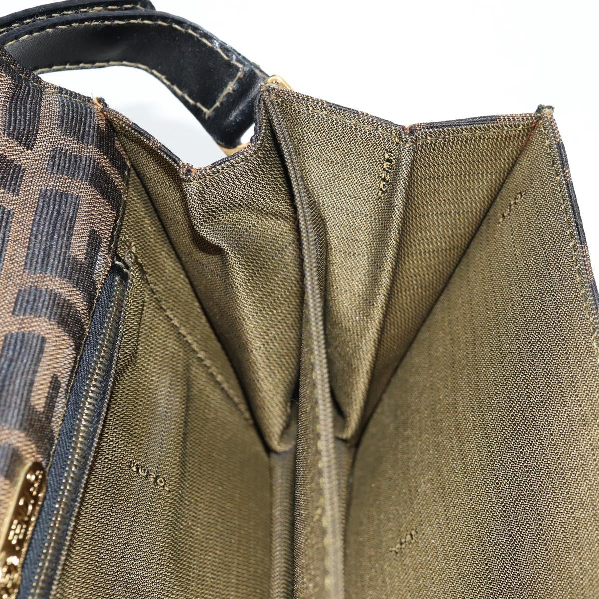 FENDI Zucca Canvas Shoulder Bag Black Brown Auth 142299V