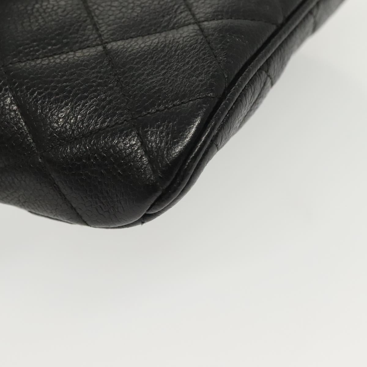 CHANEL Matelasse Waist Bag Caviar Skin Black Gold CC Auth 142308