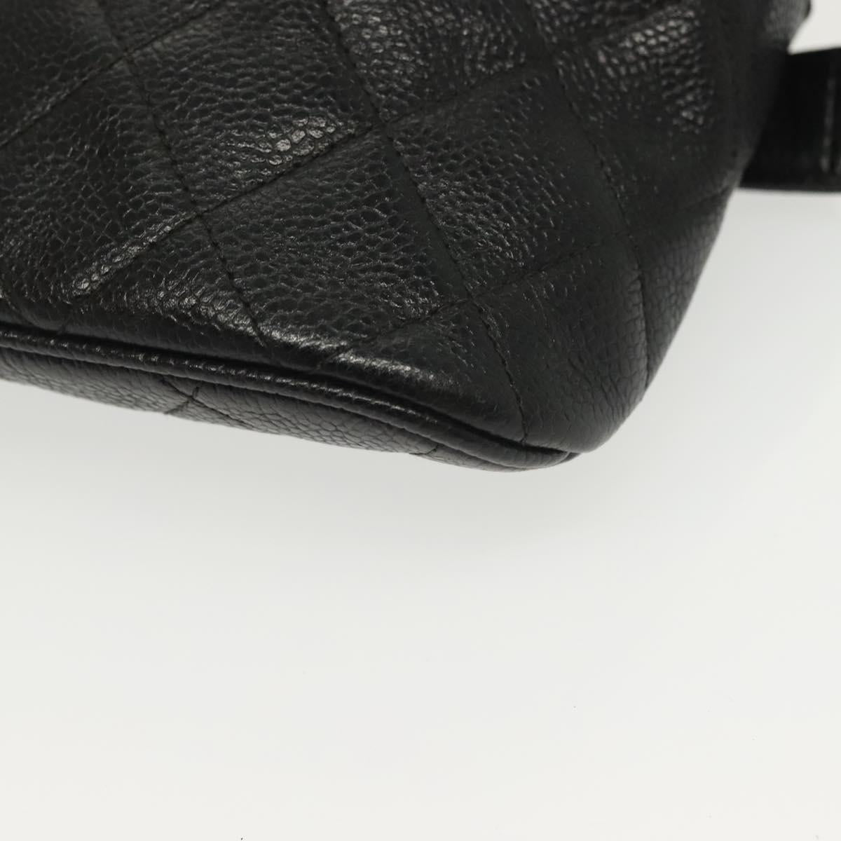 CHANEL Matelasse Waist Bag Caviar Skin Black Gold CC Auth 142308