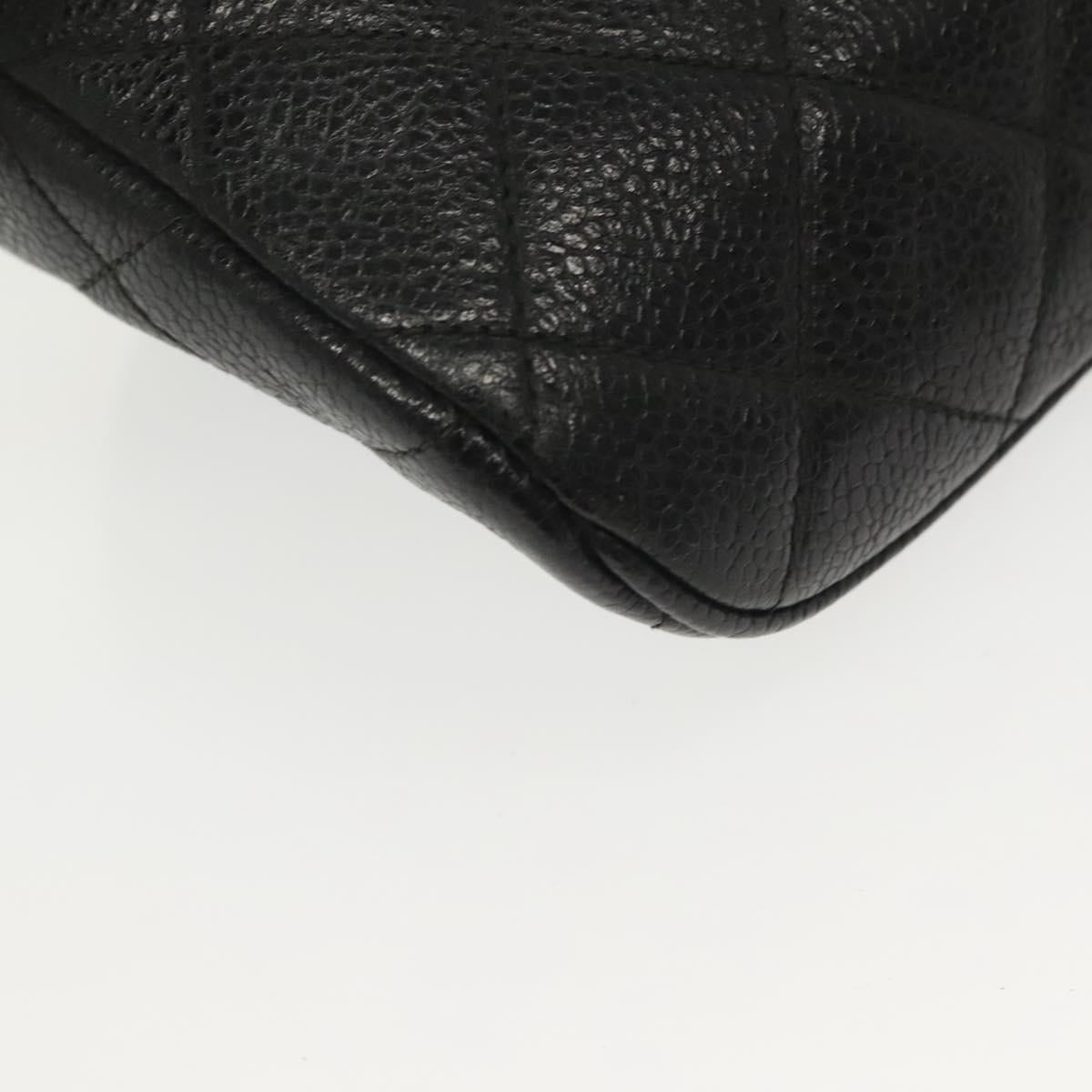 CHANEL Matelasse Waist Bag Caviar Skin Black Gold CC Auth 142308