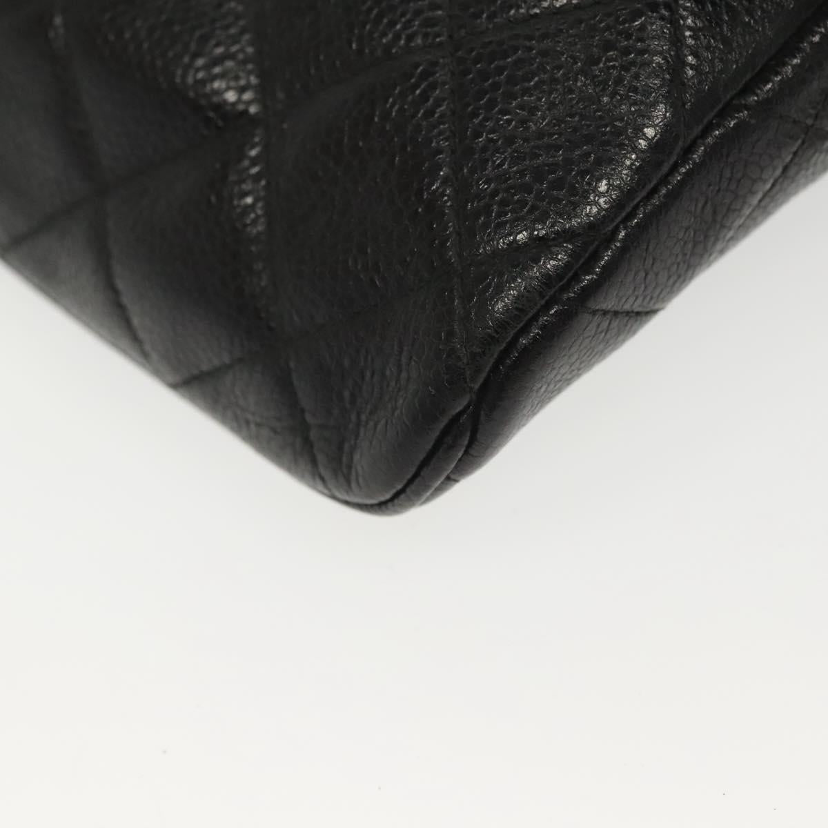 CHANEL Matelasse Waist Bag Caviar Skin Black Gold CC Auth 142308