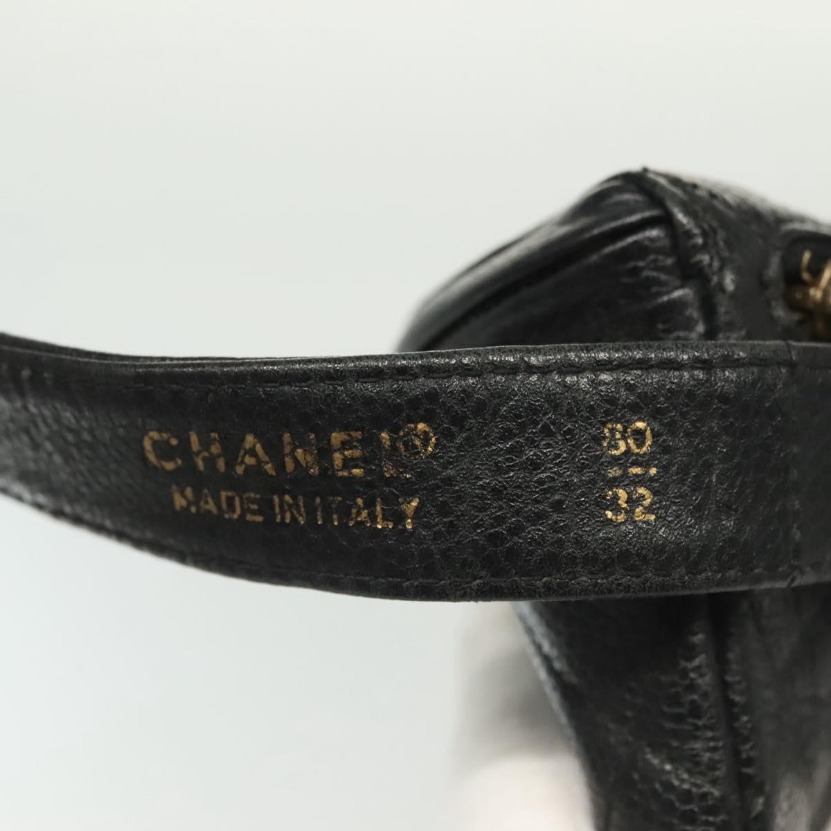 CHANEL Matelasse Waist Bag Caviar Skin Black Gold CC Auth 142308