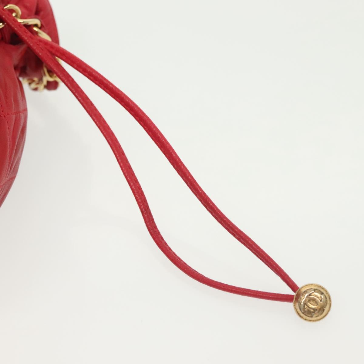 CHANEL Matelasse Chain Shoulder Bag Leather Red Gold CC Auth 142310