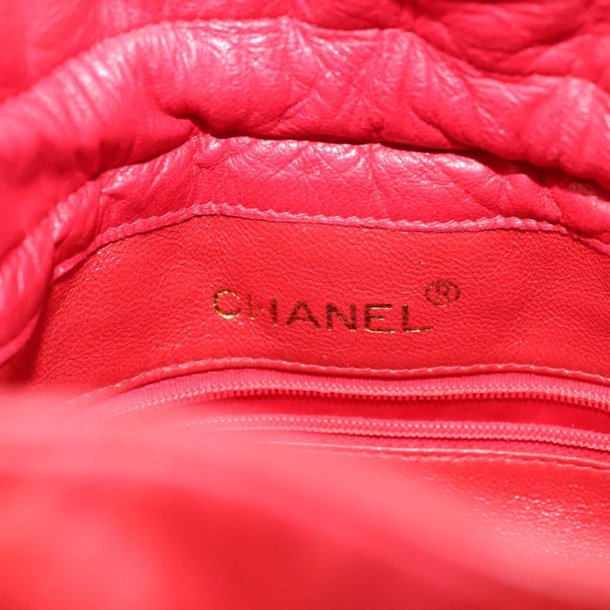 CHANEL Matelasse Chain Shoulder Bag Leather Red Gold CC Auth 142310