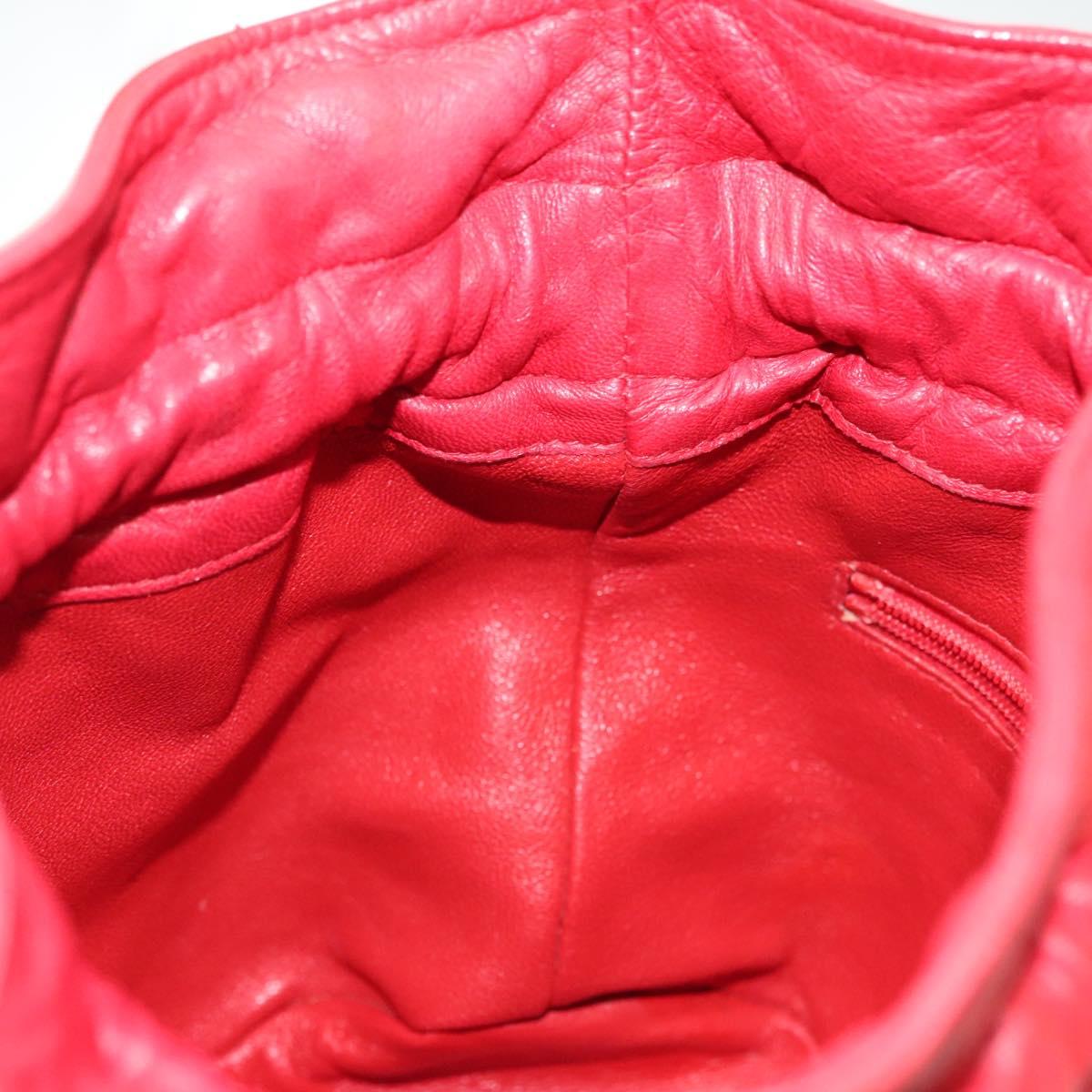 CHANEL Matelasse Chain Shoulder Bag Leather Red Gold CC Auth 142310