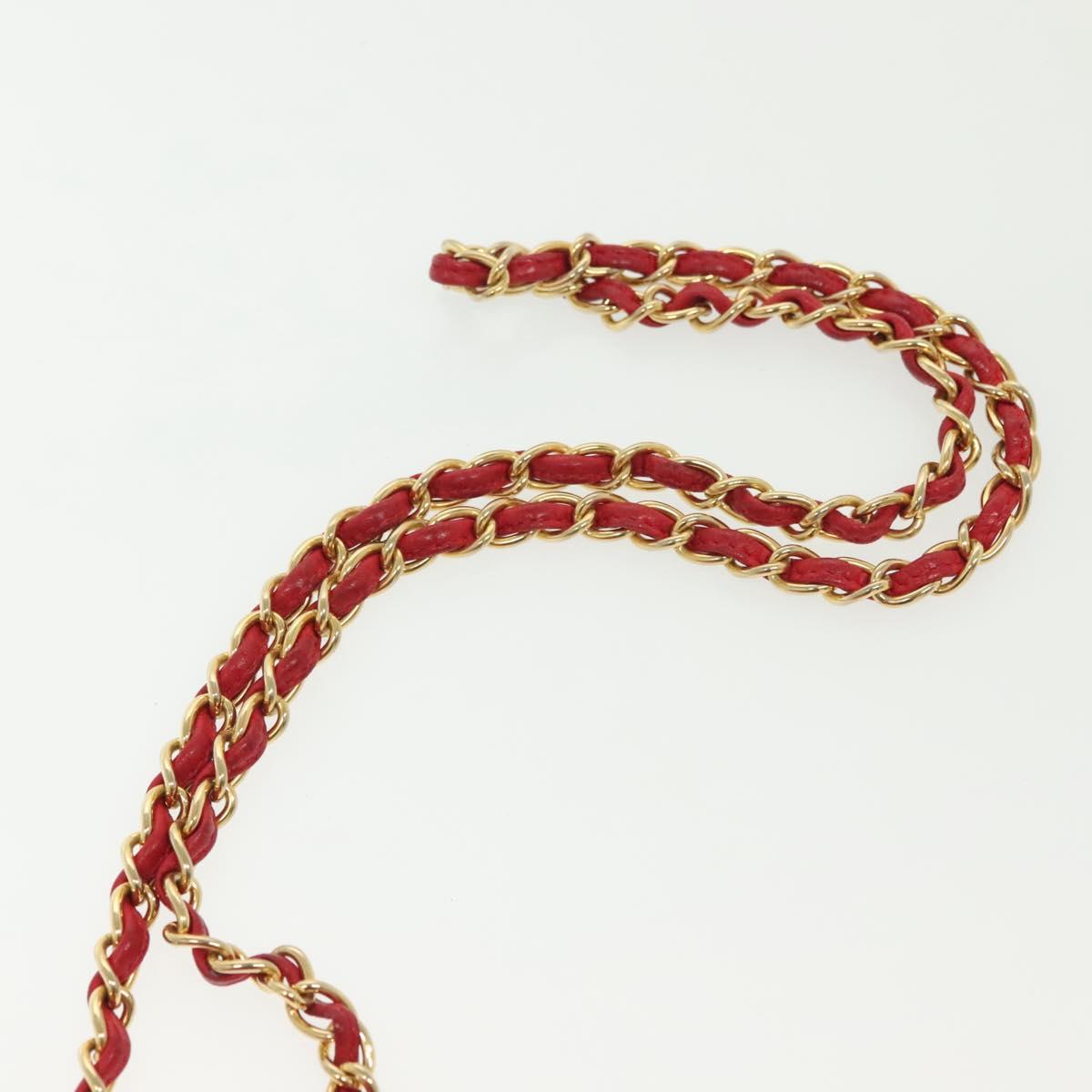 CHANEL Matelasse Chain Shoulder Bag Leather Red Gold CC Auth 142310