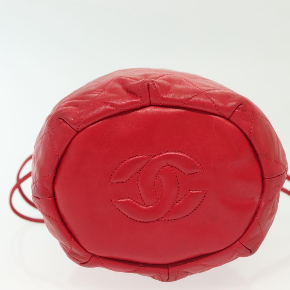 CHANEL Matelasse Chain Shoulder Bag Leather Red Gold CC Auth 142310
