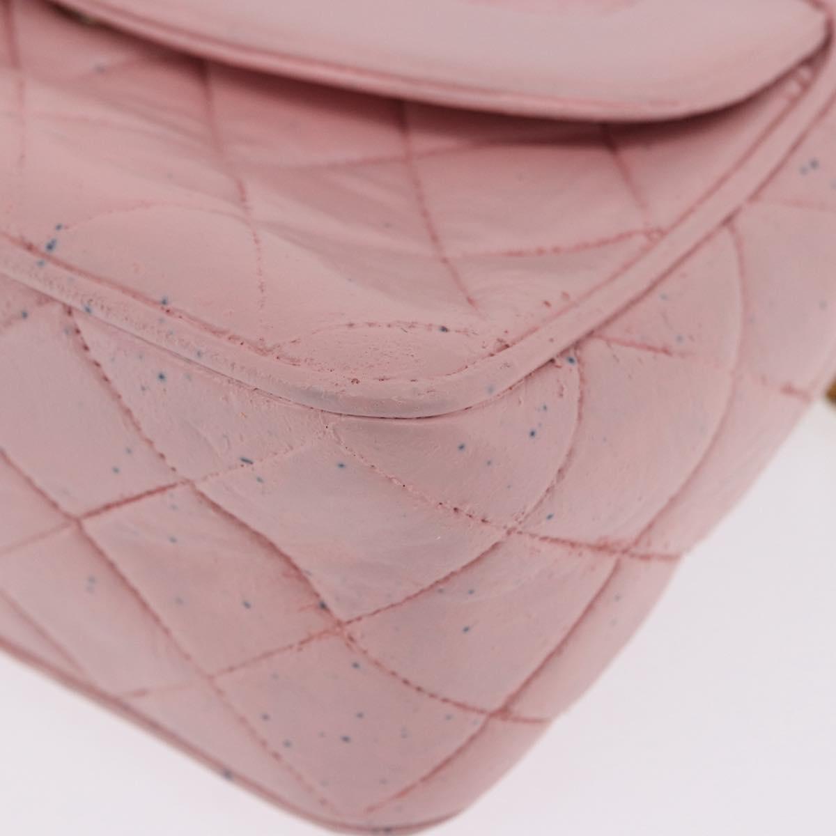 CHANEL Chain Diana Shoulder Bag Leather Pink Gold CC Auth 142311
