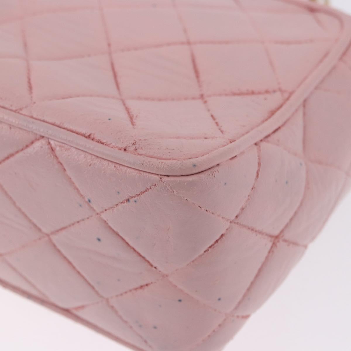 CHANEL Chain Diana Shoulder Bag Leather Pink Gold CC Auth 142311