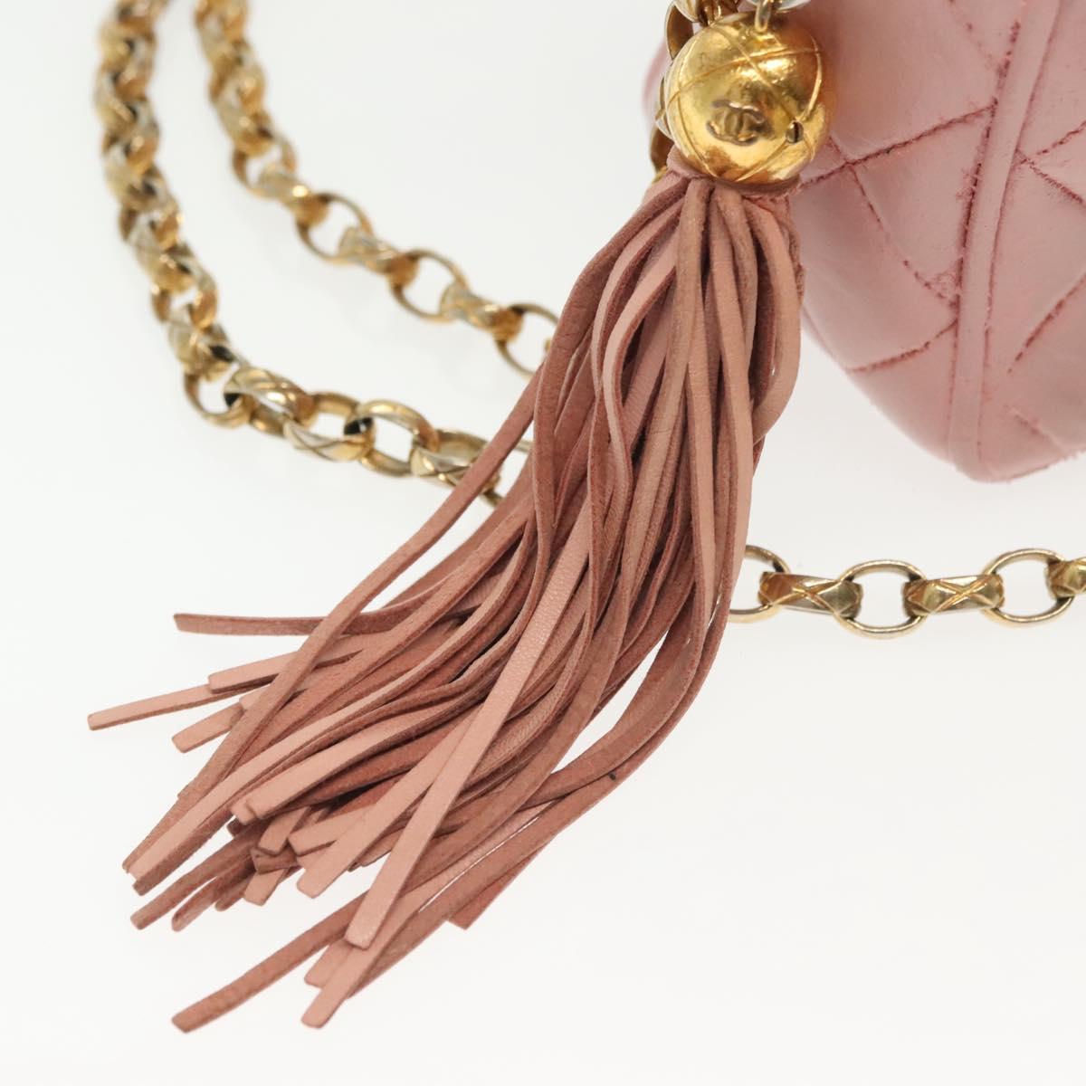 CHANEL Chain Diana Shoulder Bag Leather Pink Gold CC Auth 142311