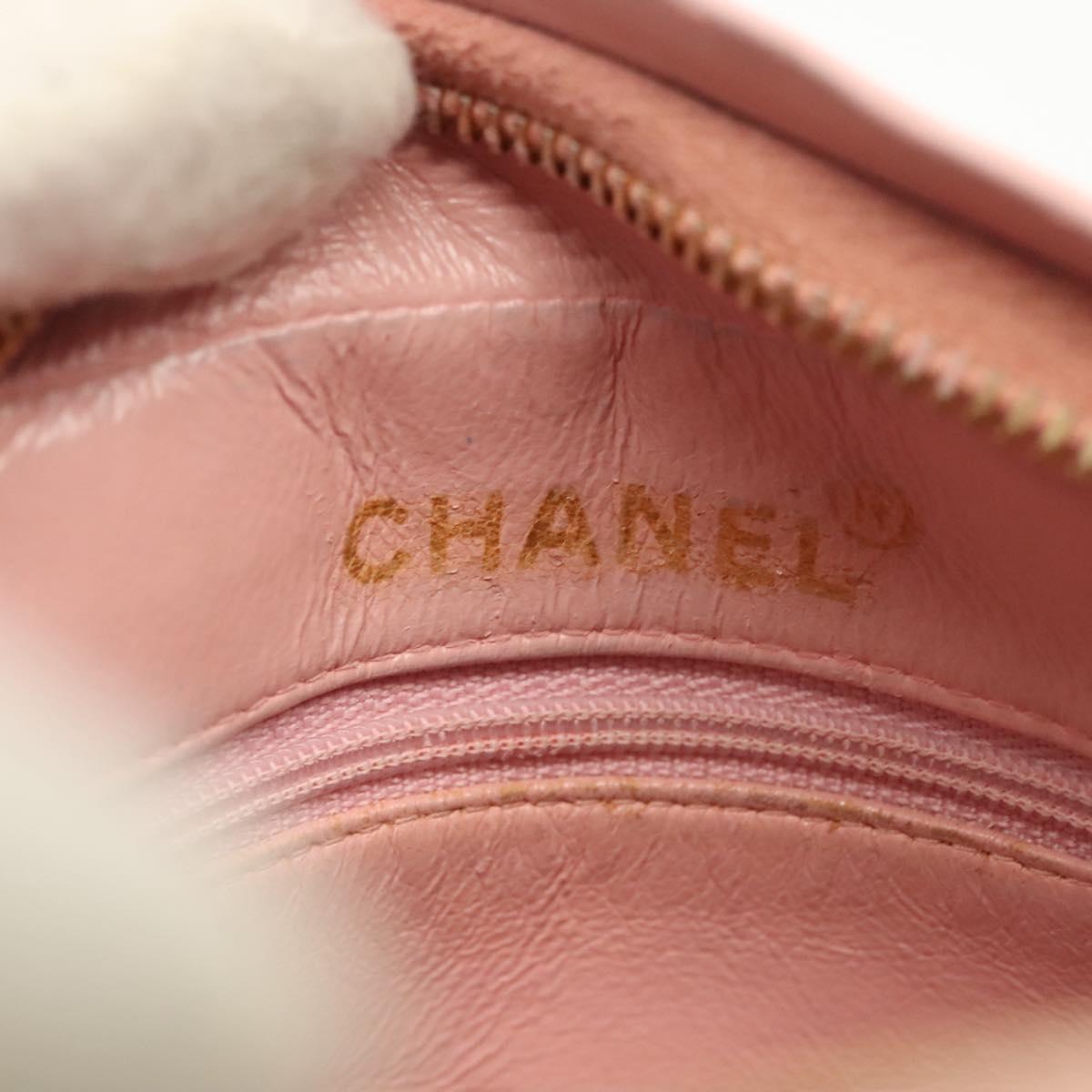 CHANEL Chain Diana Shoulder Bag Leather Pink Gold CC Auth 142311