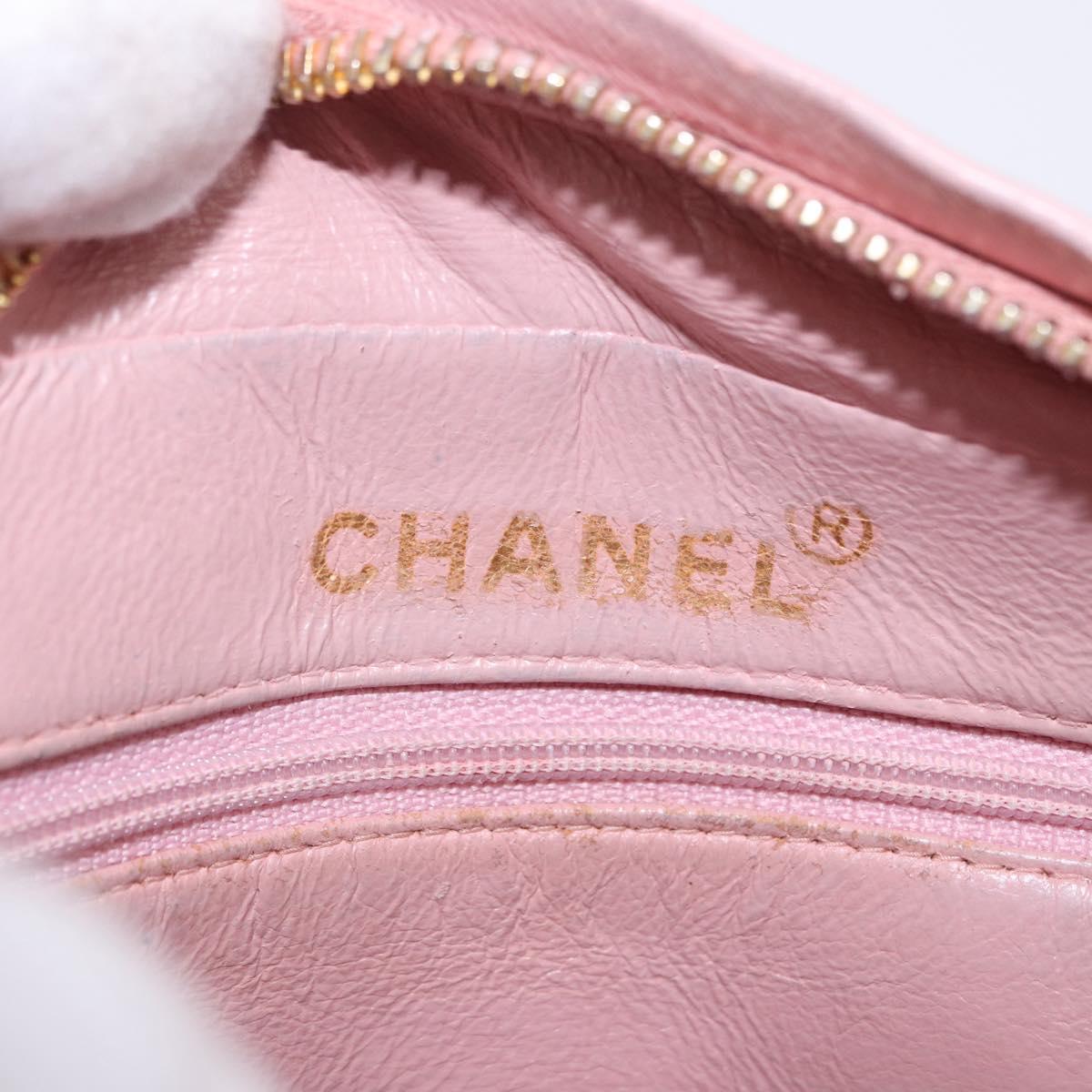 CHANEL Chain Diana Shoulder Bag Leather Pink Gold CC Auth 142311