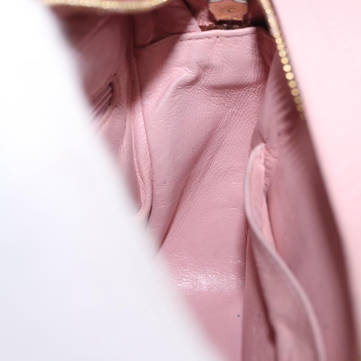 CHANEL Chain Diana Shoulder Bag Leather Pink Gold CC Auth 142311