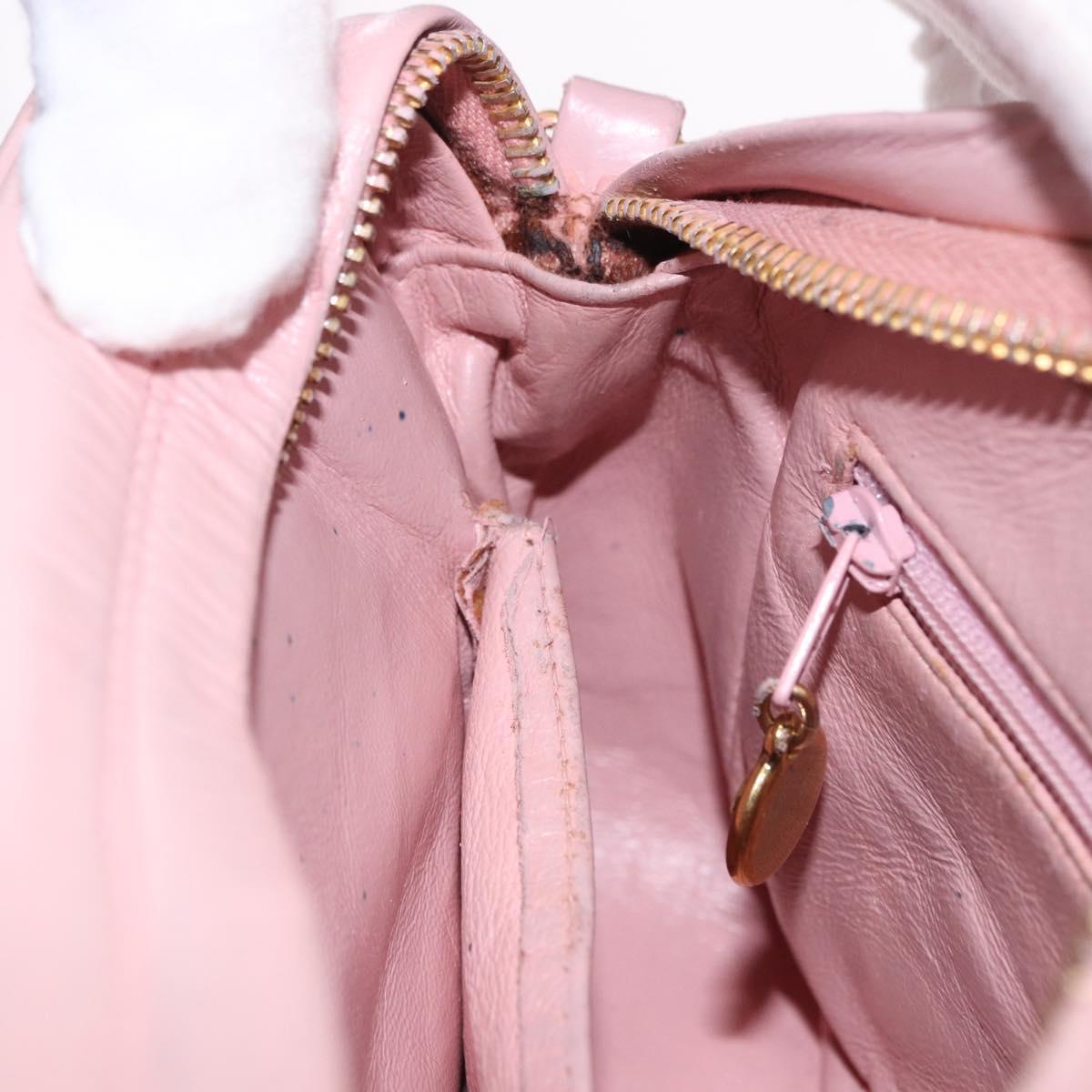CHANEL Chain Diana Shoulder Bag Leather Pink Gold CC Auth 142311