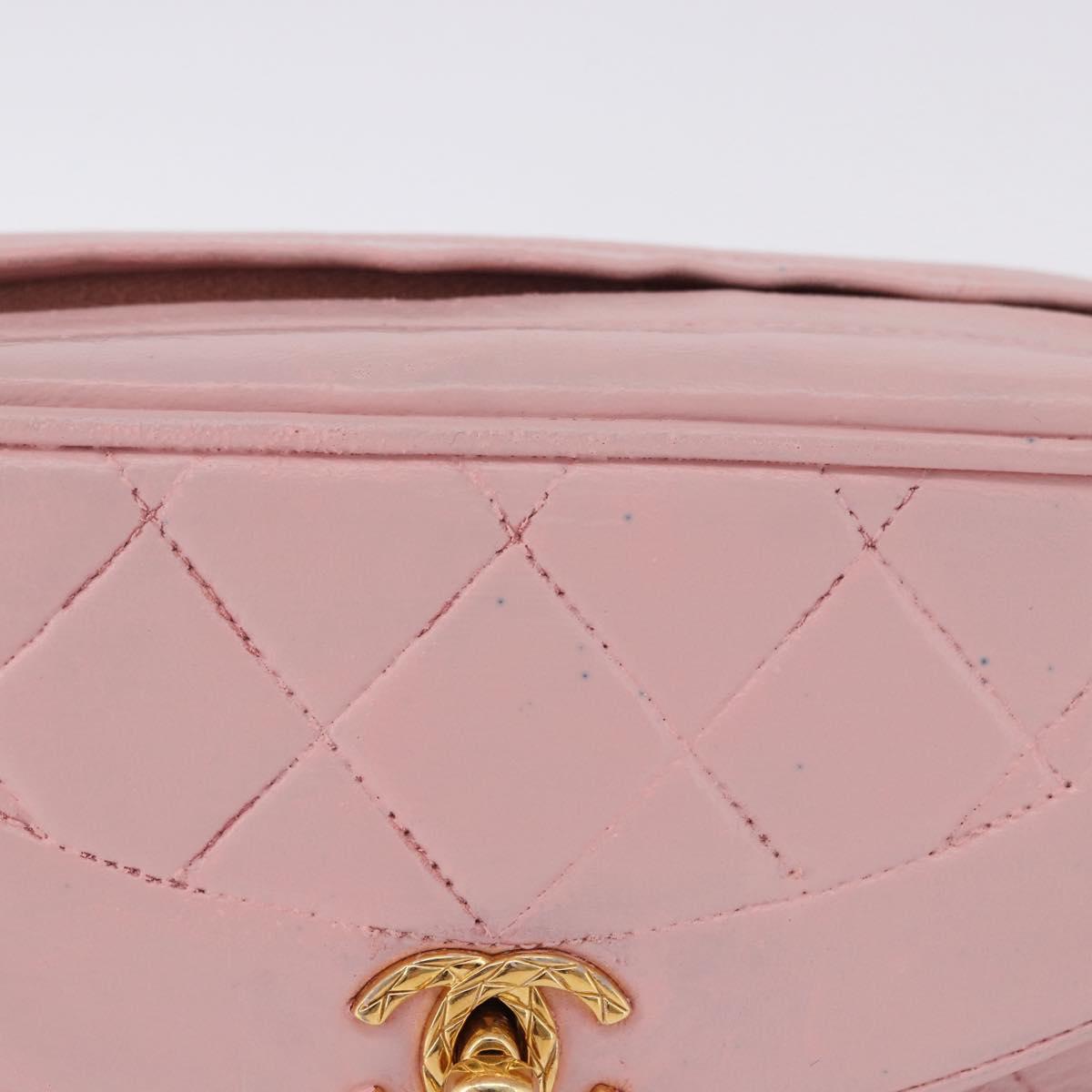 CHANEL Chain Diana Shoulder Bag Leather Pink Gold CC Auth 142311
