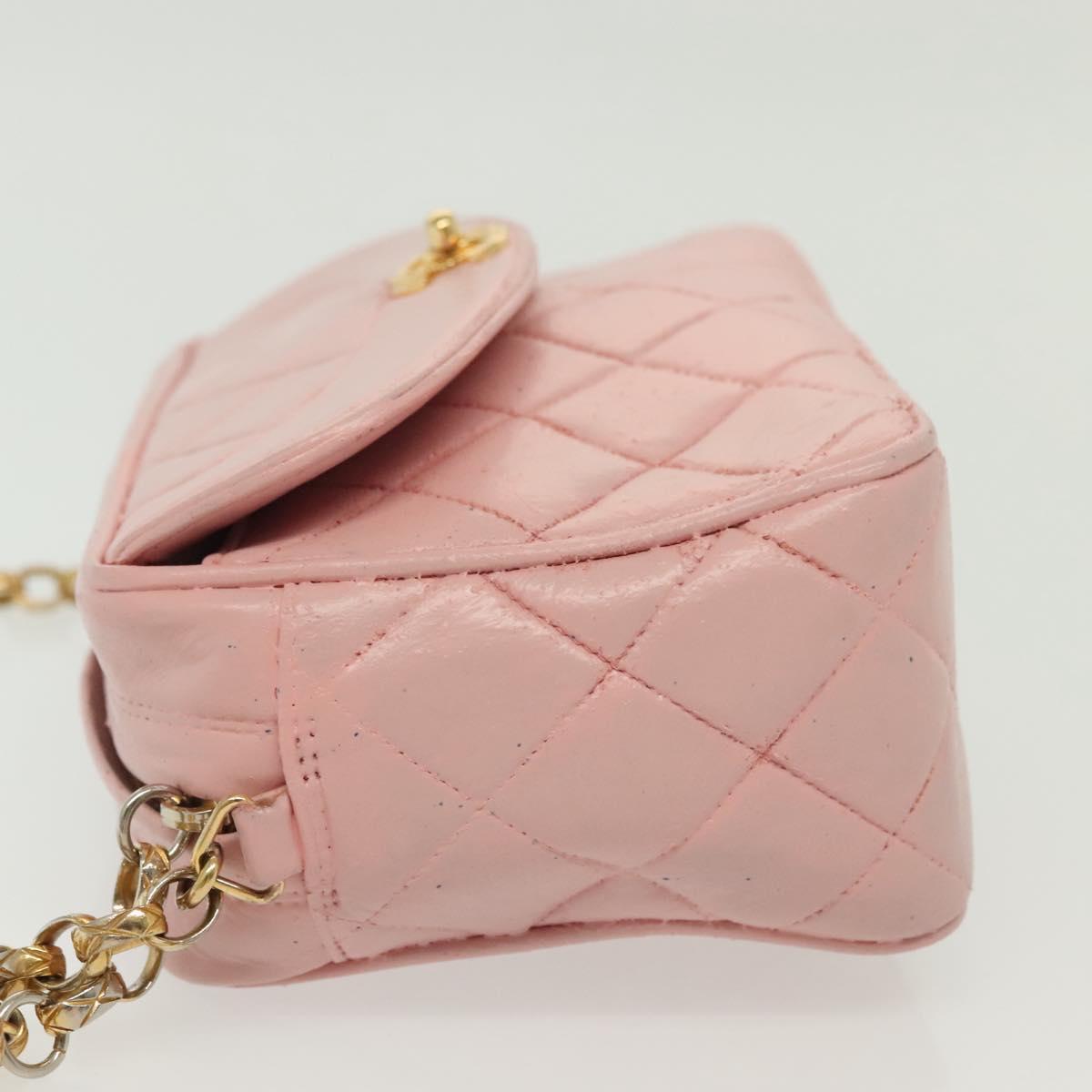 CHANEL Chain Diana Shoulder Bag Leather Pink Gold CC Auth 142311
