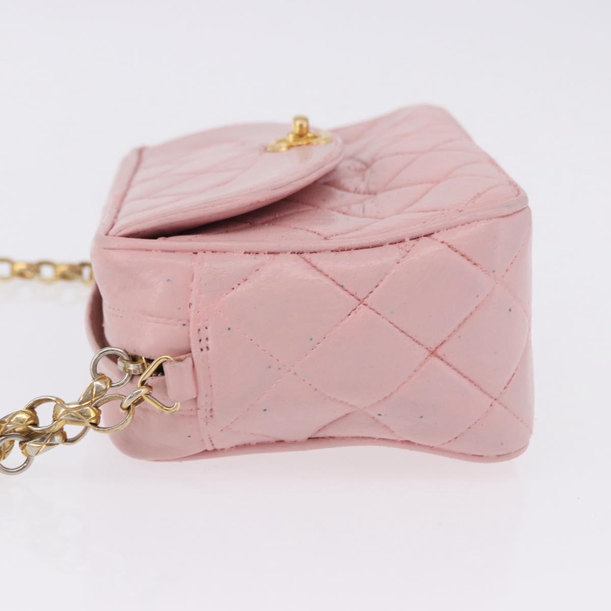 CHANEL Chain Diana Shoulder Bag Leather Pink Gold CC Auth 142311