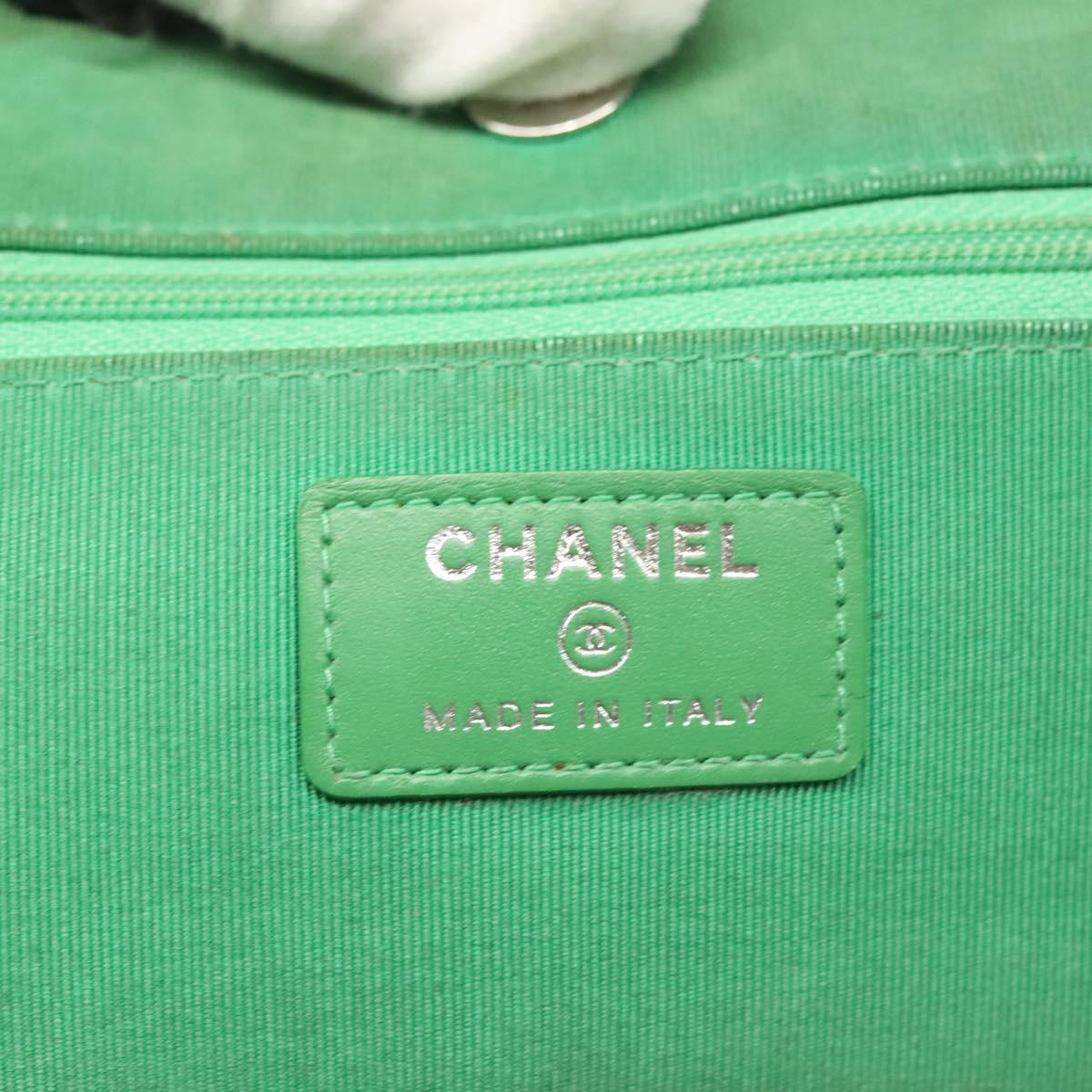 CHANEL Chain Wallet Tweed Black Silver CC Auth 142315