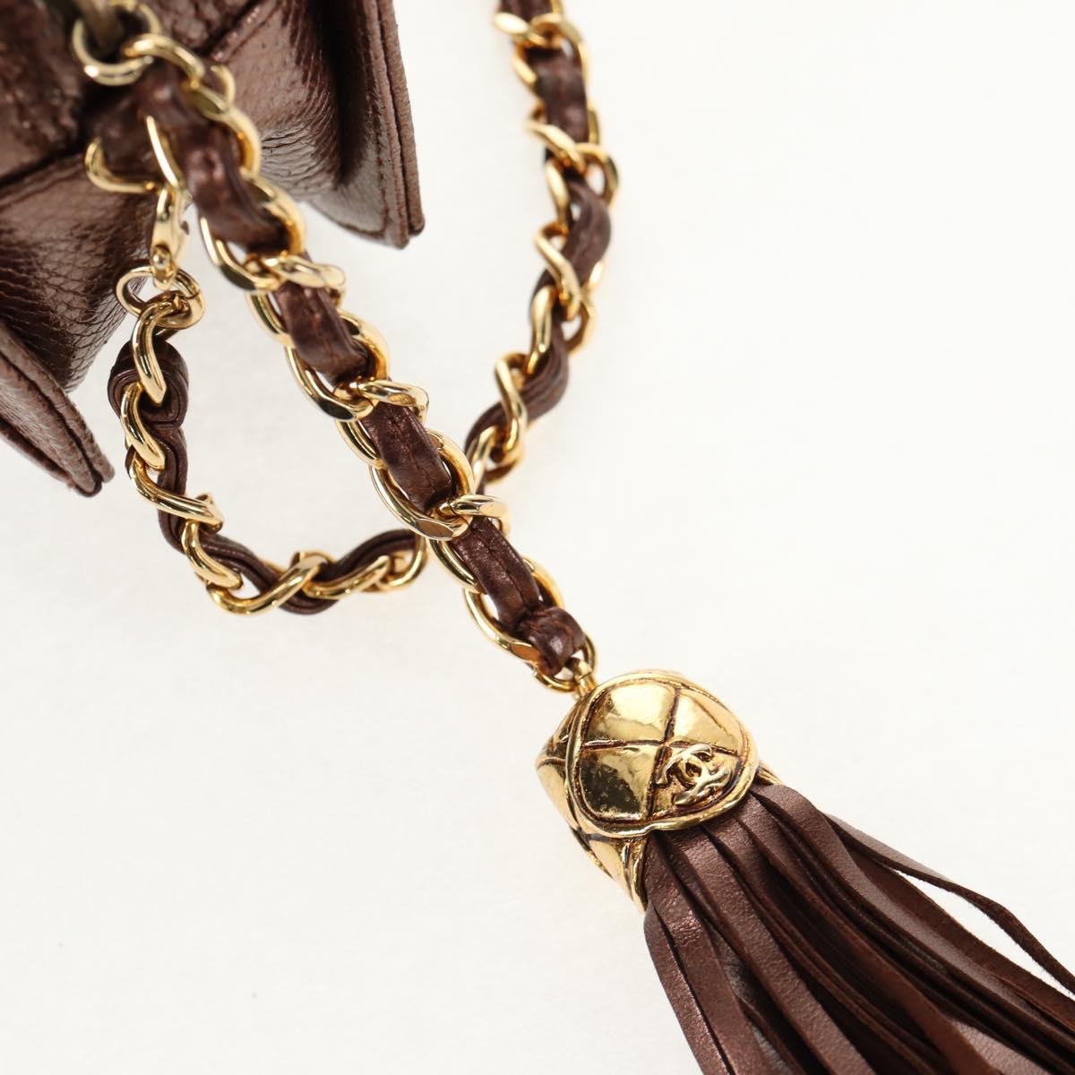 CHANEL COCO Mark Chain Shoulder Bag Caviar Skin Bronze Gold CC Auth 142318V