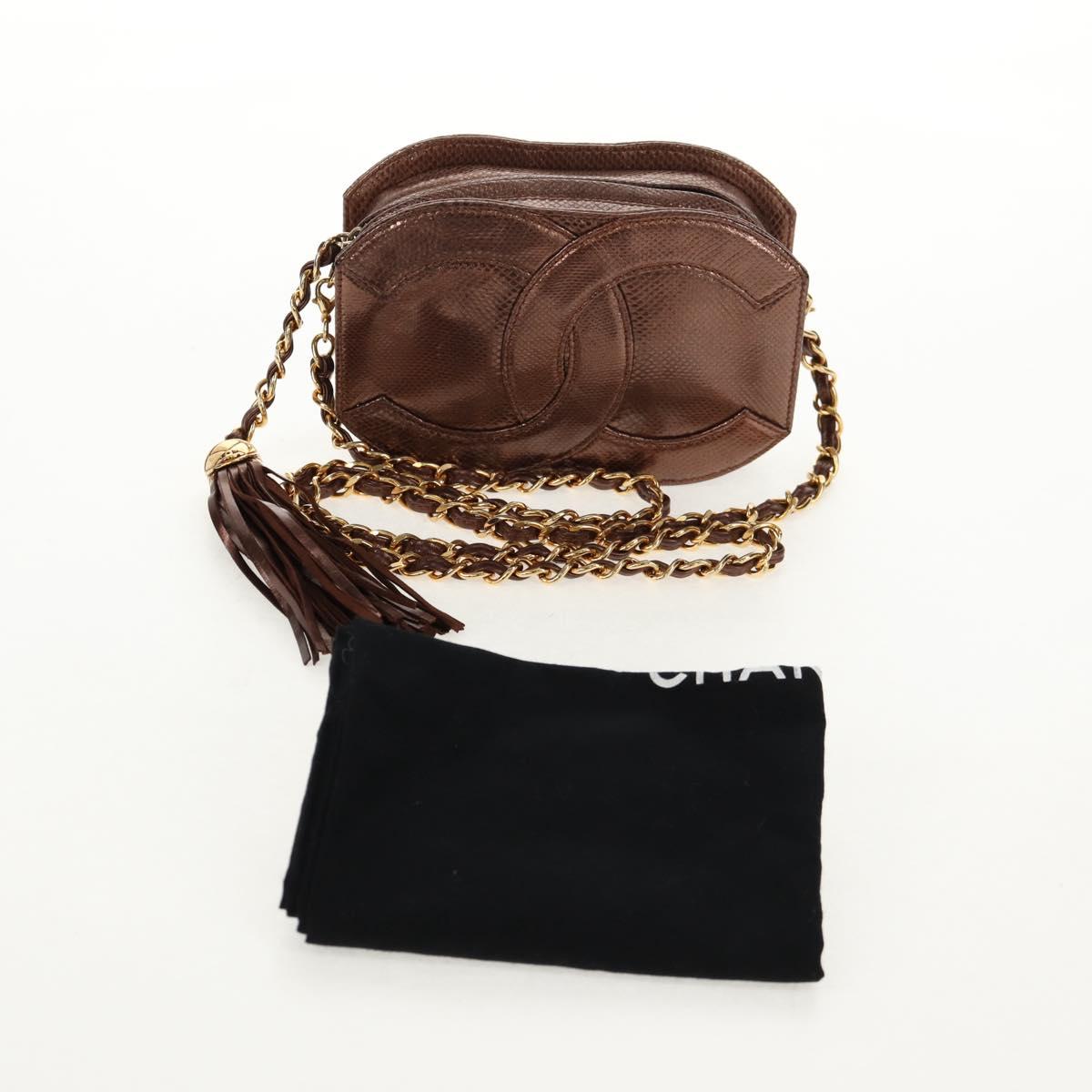 CHANEL COCO Mark Chain Shoulder Bag Caviar Skin Bronze Gold CC Auth 142318V