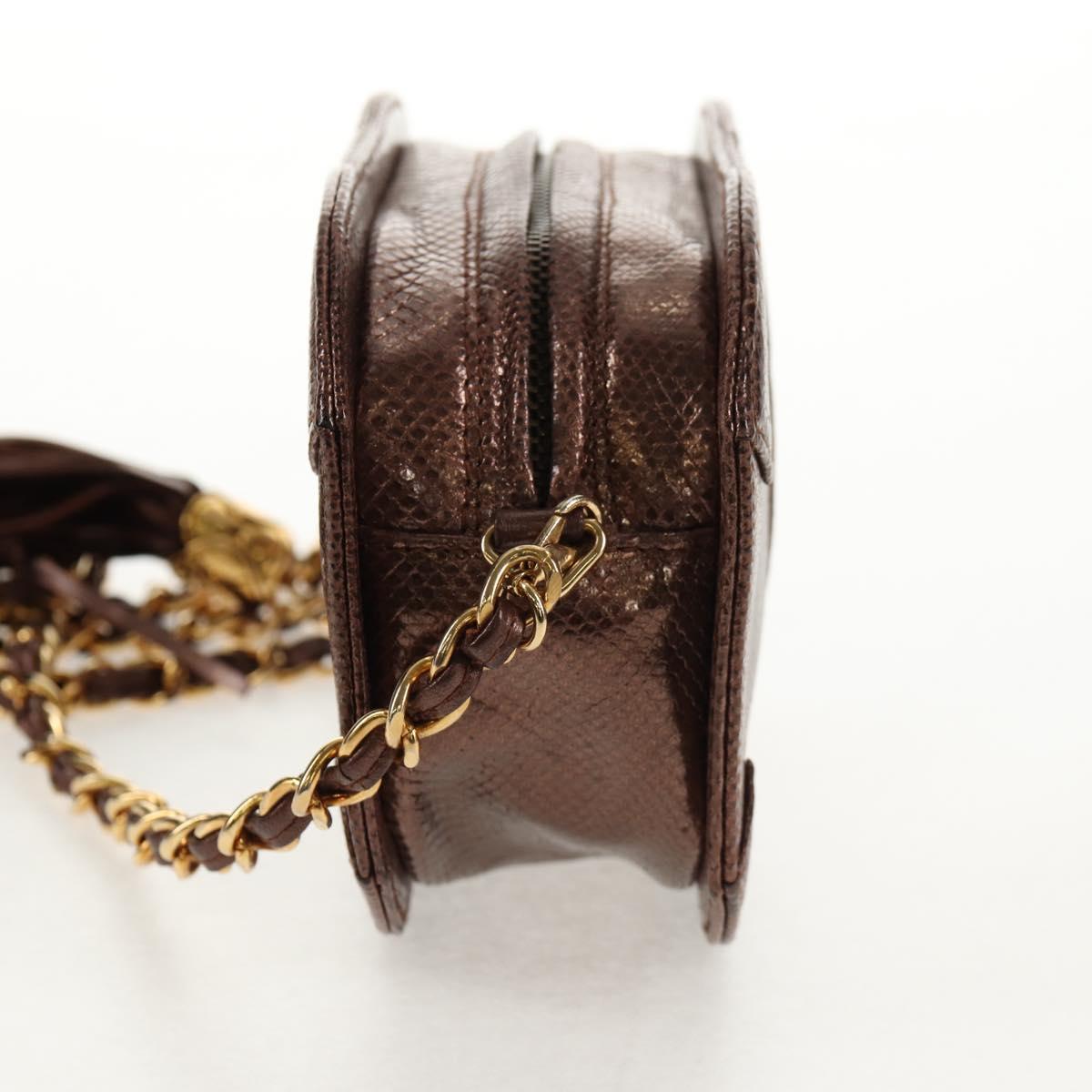 CHANEL COCO Mark Chain Shoulder Bag Caviar Skin Bronze Gold CC Auth 142318V