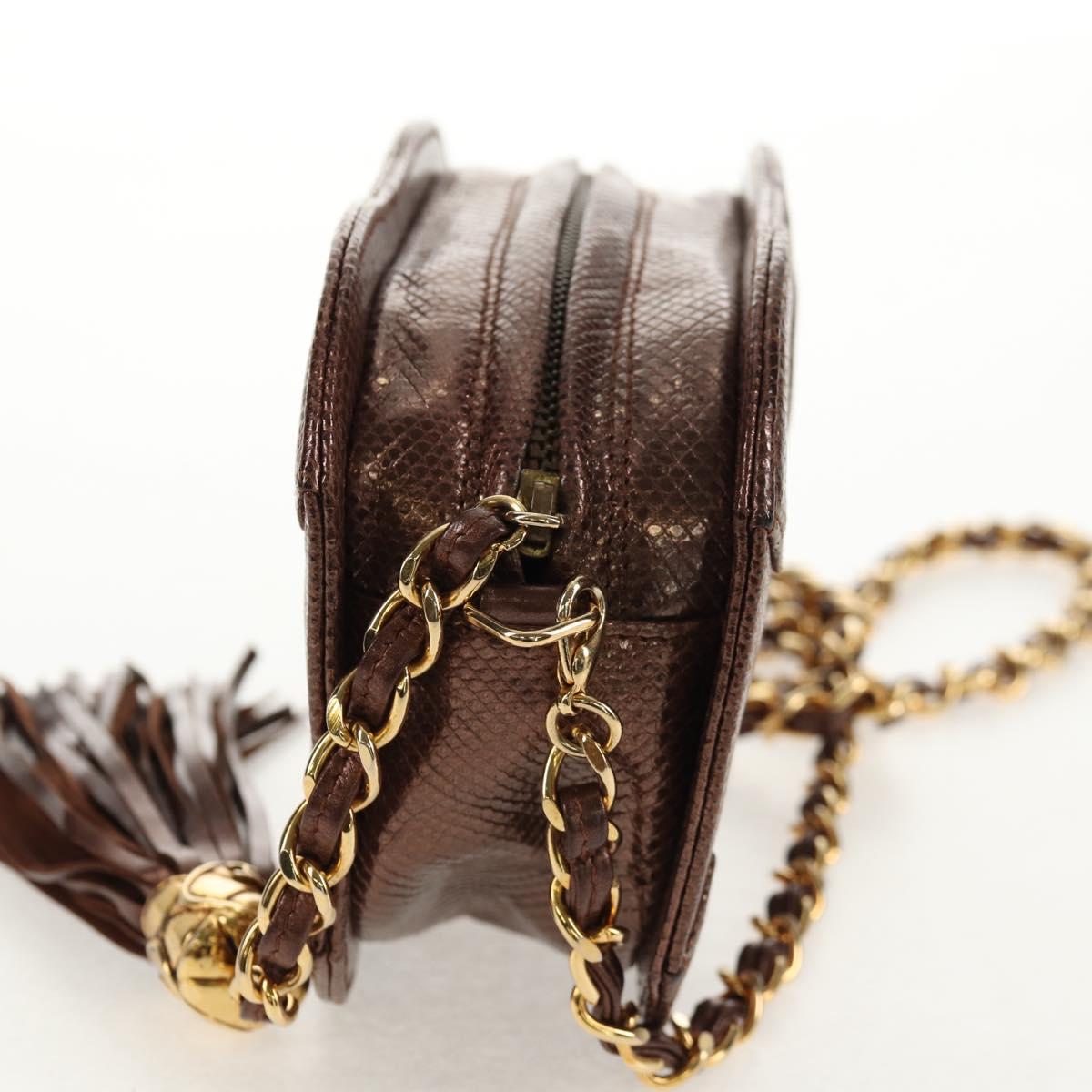 CHANEL COCO Mark Chain Shoulder Bag Caviar Skin Bronze Gold CC Auth 142318V