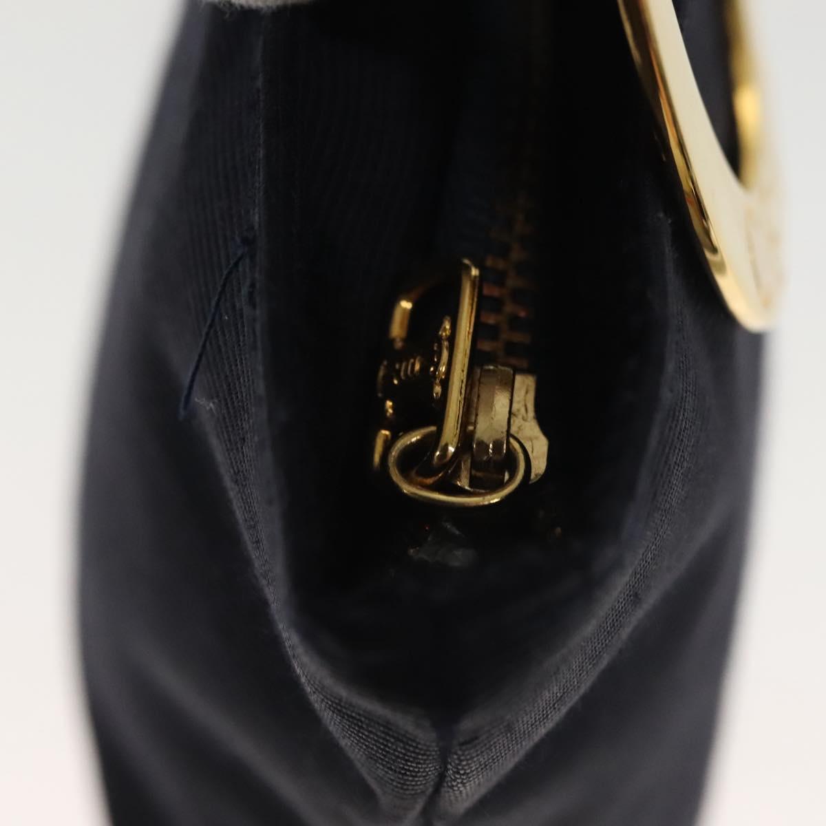 CELINE Pouch Canvas Navy Gold Auth 142320