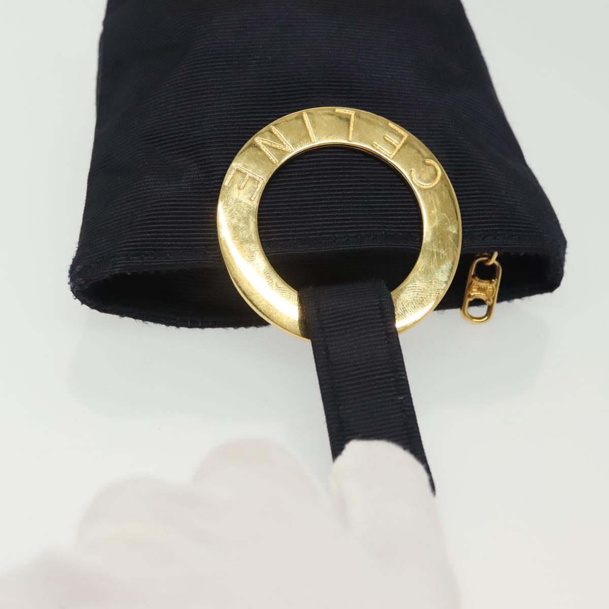 CELINE Pouch Canvas Navy Gold Auth 142320