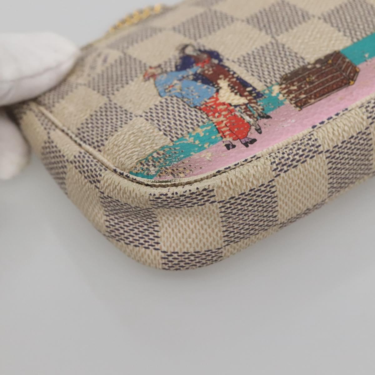 LOUIS VUITTON Damier Azur Mini Pochette Accessoires Pouch N41669 LV Auth 142332