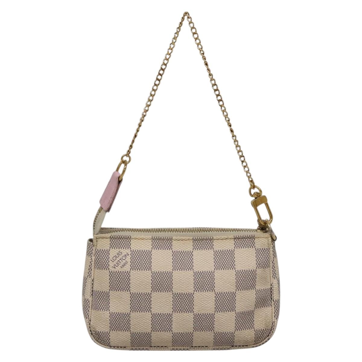 LOUIS VUITTON Damier Azur Mini Pochette Accessoires Pouch N41669 LV Auth 142332